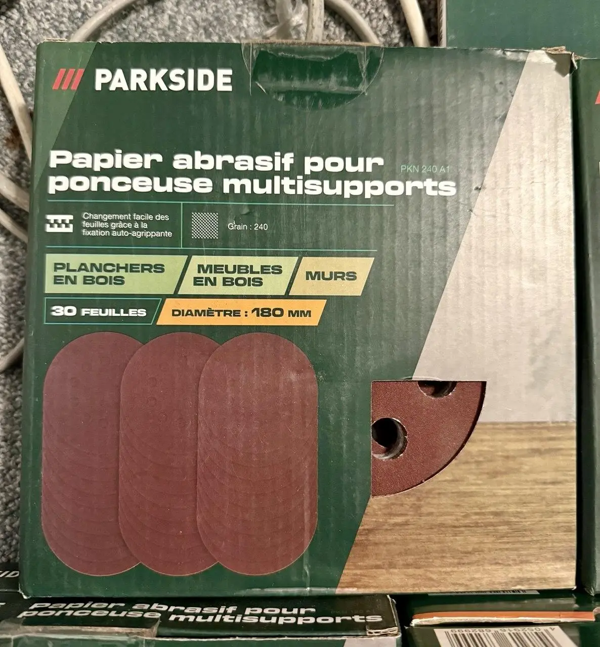 Наждачні кола Parkside 180мм, 30шт, зернистість 240