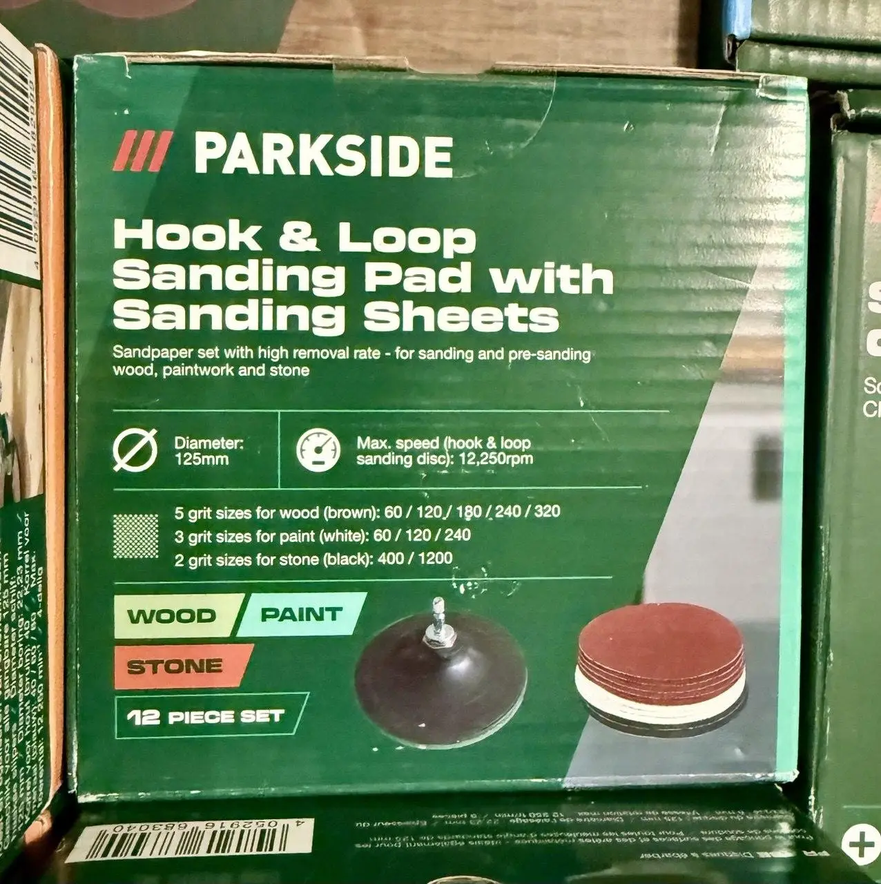 Набір шліфувальних дисків Parkside 125мм 12шт + наждачка