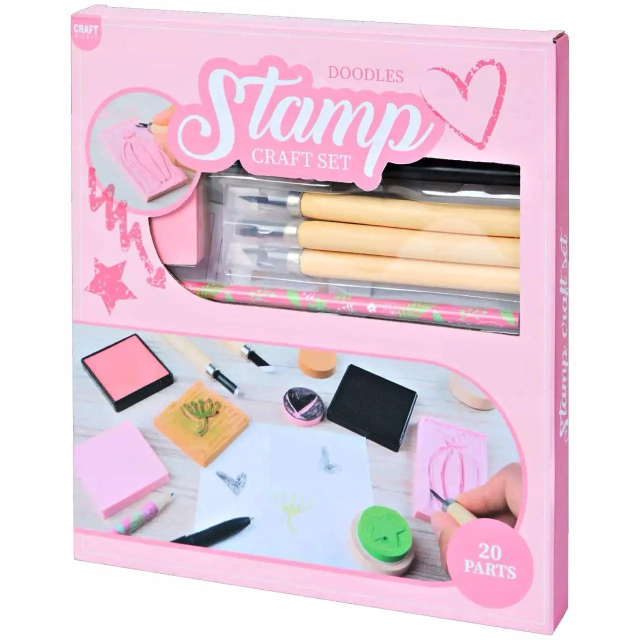 Набір штампів Doodles Craft Set 20 предметів рожевий