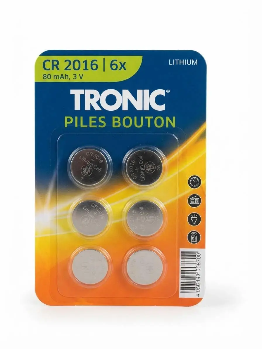 Літієві кнопкові батарейки TRONIC CR2016, 6 шт. TRONIC