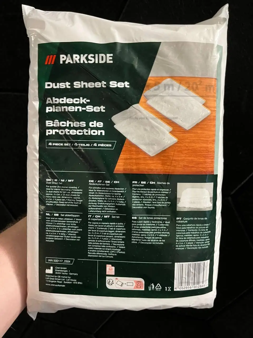 Набір укривних плівок PARKSIDE Dust Sheet Set 4 шт PARKSIDE
