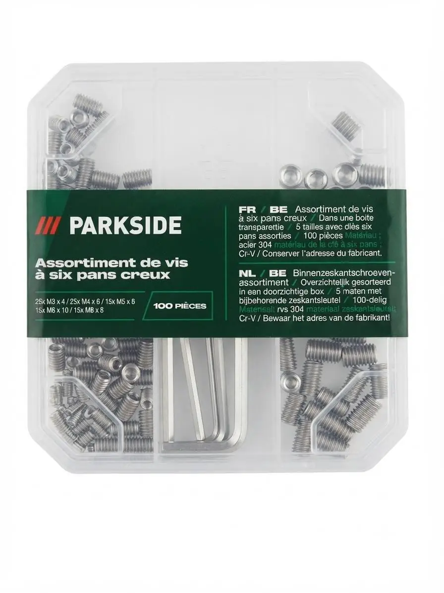 Набір гвинтів із внутрішнім шестигранником PARKSIDE 100 шт