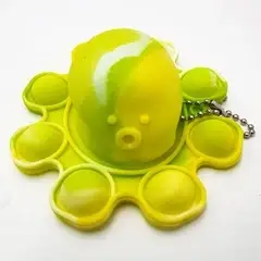 Сенсорна іграшка-брелок антистрес силіконова Pop It Fidget «Восьминіг» 8 см зелено-жовта UKC