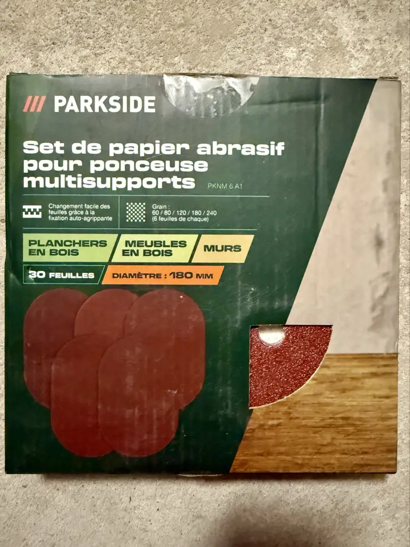 Набір наждачних кіл Parkside PKNM 6 A1, 180 мм, зернистість 60/80/120/180/240, 30 шт Parkside