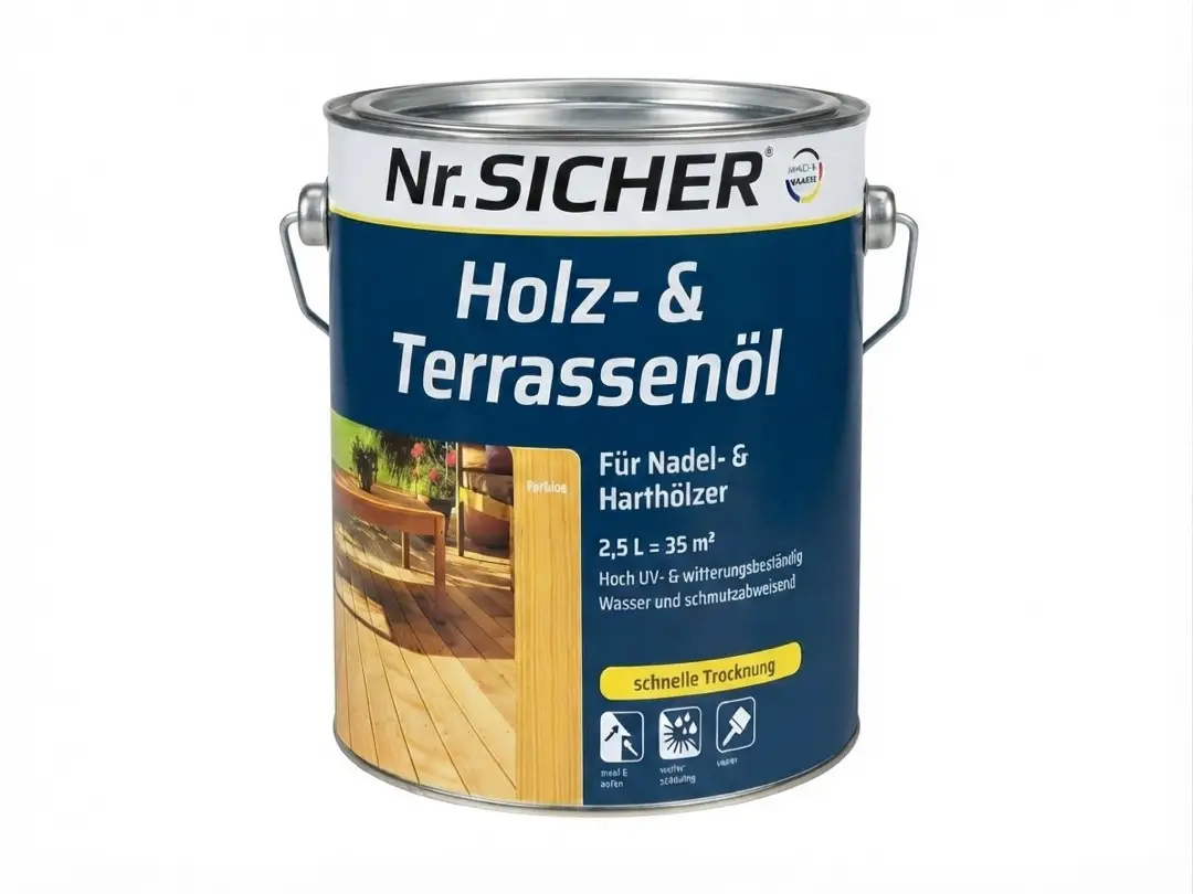 Олія для дерева та терас Nr.SICHER Holz- & Terrassenöl безбарвна 2,5 л Nr.SICHER