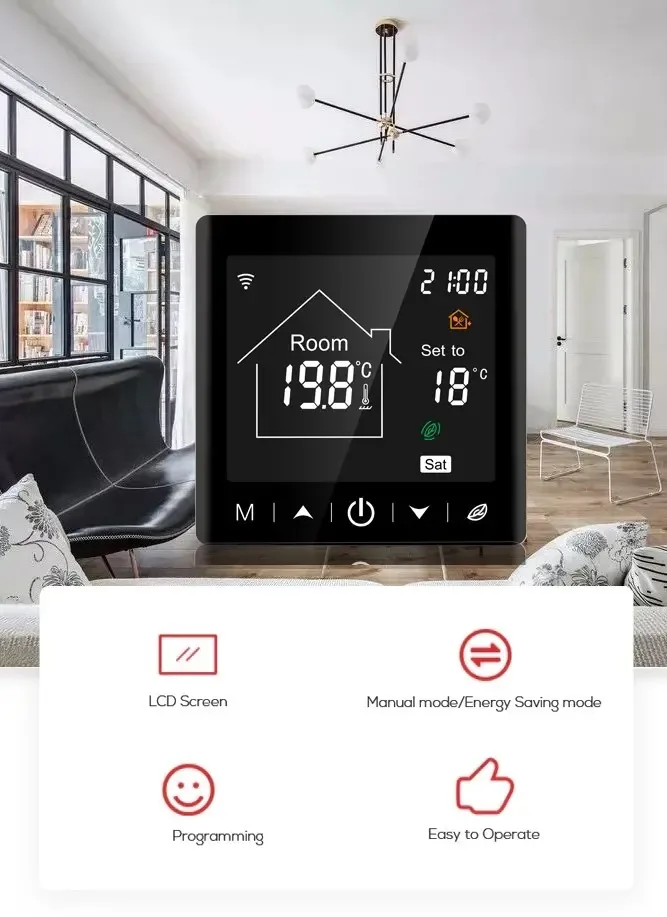 Терморегулятор сенсорний програмований WiFi HeatTech HTW122-240 для теплої підлоги