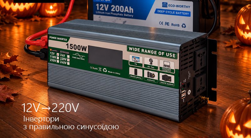 Інвертори 12V → 220V з правильною синусоїдою