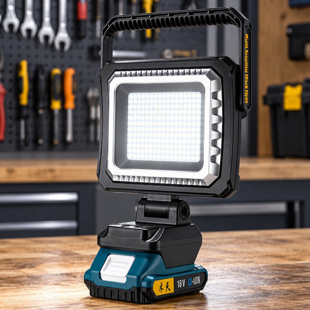 Переносний ліхтар-прожектор W8128-2, 160 LED(SMD), 4 режими роботи+ 4 режими яскравості White+White Hot, знімний акумулятор 18V, USB кабель, Box