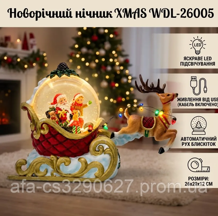 Новорічний вінтажний музичний ліхтар WDL26005, 2 режими (світло / світло + музика), живлення від USB кабелю або 3 * АА, Box